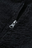 Black Warm Furry Pullover Hoodie