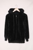 Black Warm Furry Pullover Hoodie
