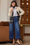 Real Teal Raw Hem Straight Leg Loose High Waist Jeans