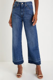 Real Teal Raw Hem Straight Leg Loose High Waist Jeans