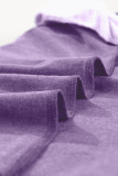 Tillandsia Purple Contrast Print Striped Raglan Long Sleeve Loose Top
