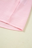 Gossamer Pink Lace Patchwork Edge Collarless Button Up Shirt