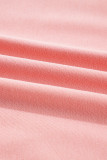 Apricot Pink Exposed Seam Color Block Patchwork Slit Cuffs Oversize Sweatshirt