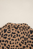 Brown Leopard Print Quarter Zip Sweatshirt