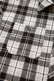 Black Plaid Print Chest Pockets Buttoned Shirt