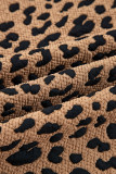 Brown Leopard Print Quarter Zip Sweatshirt