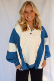 White Quilted Fleece Color Block Patchwork Oversize Hoodie