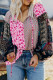 Pink Boho Mixed Floral Drop Shoulder Bubble Sleeve Blouse