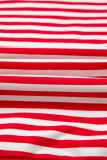Red Stripe Exposed Seam Drop Shoulder Casual Pullover Top