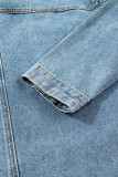 Beau Blue Multi Patched Pockets Side Tie up Boyfriend Style Denim Jacket
