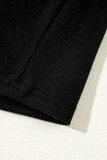 Black Solid Exposed Seam Crew Neck Long Sleeve Top