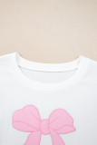 Beige Big Bow Accent Plus Size Drop Shoulder Sweatshirt