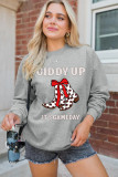 Gray GIDDY UP ITS GAME DAY Cowgirl Boots Graphic Sweatshirt