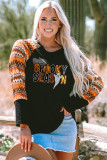 Orange SPOOKY SEASON Sequin Patched Halloween Graphic Contrast Long Sleeve Top