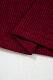 Red Dahlia Metal Ribbed Knit Long Sleeve Slim Fit Top
