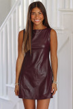 Wild Ginger  Vegan Leather Sleeveless Mini Dress