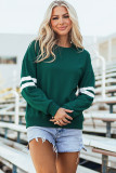 Evergreen Varsity Striped Detail Drop Shoulder Oversized Sweatshirt