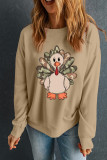Khaki Camouflage Turkey Print Halloween Fashion Graphic Sweatshirt