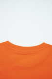 Orange Casual Plain Crew Neck Tee