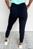 Black Exposed Seam Detail Skinny Drawstring Jogger Pants