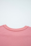 Peach Blossom Floral Applique Baggy Pullover Sweatshirt