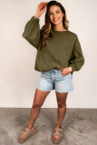 Seagrass Horizontal Ribbed Exposed Seam Patchwork Sleeve Loose Top