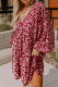 Purple Plus Floral Balloon Sleeve V Neck Relaxed Dress