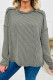 Green Bay Twist Ribbed Exposed Seam Detail Long Sleeve Loose Top