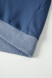 Dark Blue Contrast Knitted Colorblock Star Patchwork Oversize Long Sleeve Top