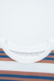Brown Stripe Crew Neck Drop Shoulder Pullover Sweatshirt