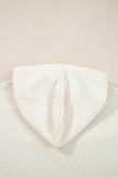 White Solid Color Cute Bow Detail Loose Hoodie