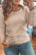 Parchment Ribbed Contrast Leopard Edge Round Neck Plus Knit Top