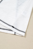 White Contrast Block Mixed Textured Knit Patchwork Casual Top
