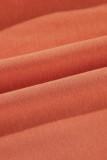 Orange Buttoned Collared Raw Detail High Low Baggy Sweatshirt with Slits