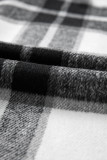 Gray Plaid Color Block Buttoned Long Sleeve Jacket with Pocket