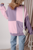 Orchid Petal Colorblock Henley High Low Oversize Sweatshirt