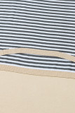 Dark Grey Striped Contrast Trimmed Drop Shoulder Sweater