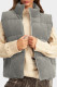 Gray Corduroy Stand Neck Zipped Puffer Vest
