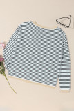 Dark Grey Striped Contrast Trimmed Drop Shoulder Sweater