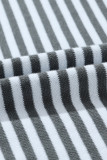 Dark Grey Striped Contrast Trimmed Drop Shoulder Sweater