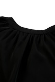 Black Fiery V Neck Long Puff Sleeve Top