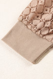 Parchment Lace Patchwork Long Raglan Sleeve Pleated Top