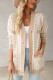 Khaki Contrast Edge Metal Button Slim Cardigan with Pockets