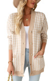 Khaki Contrast Edge Metal Button Slim Cardigan with Pockets