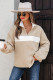 Parchment Fleece Colorblock Patchwork Zipped Neck Pullover Sweatshirt