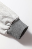 Dark Grey LOVE Graphic Exposed Seam Patchwork Uneven Hem Chic Sweatshirt