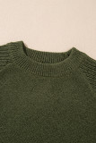 Vineyard Green Chunky Knit Raglan Sleeve Pullover Sweater
