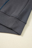 Carbon Grey Star Patchwork Contrast Stitching Mineral Wash Kangaroo Pocket Vintage Hoodie