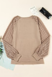 Parchment Lace Patchwork Long Raglan Sleeve Pleated Top