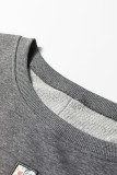 Dark Grey LOVE Graphic Exposed Seam Patchwork Uneven Hem Chic Sweatshirt